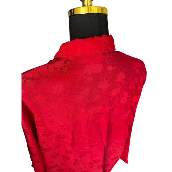 Vintage Firenze Sleepwear Top – Red Floral, Size Large - Picture 5 of 6